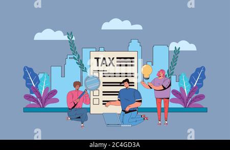 Group Of People With Tax Day Pay Vector Illustration Design Stock 