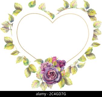Gold geometric frame with flowers of roses dark color.Compositions for greeting cards or invitations. Vector illustration Stock Vector