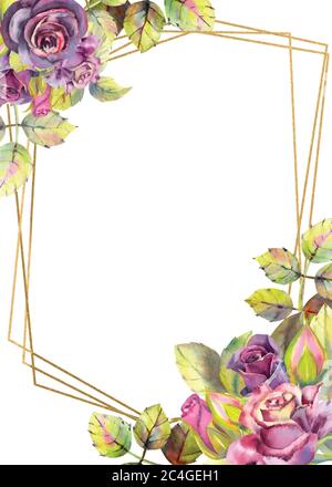 Vertical frame with flowers of roses of the dark . Compositions for greeting cards or invitations. Vector illustration Stock Vector