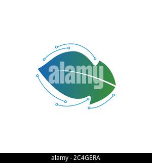 leaf tech vector design template illustration Stock Vector