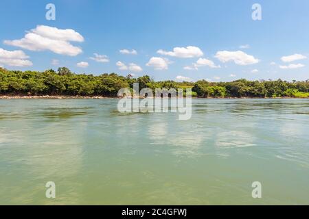 Landscape of the Usumacinta river, the international geographic border between Mexico and Guatemala. Stock Photo