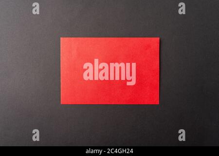 Red craft envelope isolated on black background, blank copy logo space on black Stock Photo