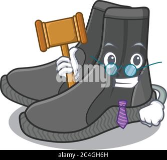 A judicious judge of dive booties caricature concept wearing glasses Stock Vector