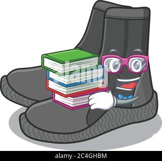 Dive booties student mascot design read many books when study at home Stock Vector