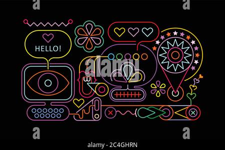 Neon colors isolated on a black background Abstract Design vector illustration. Stock Vector