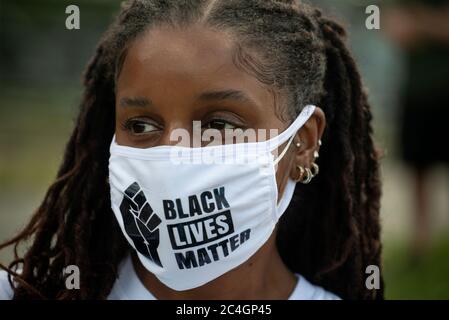 Hundreds gathered at Town Field Park in the Dorchester neighborhood of Boston Massachusetts on June 19th (Juneteenth). 2020 Stock Photo