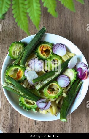 Fresh vegetables sliced Stock Photo