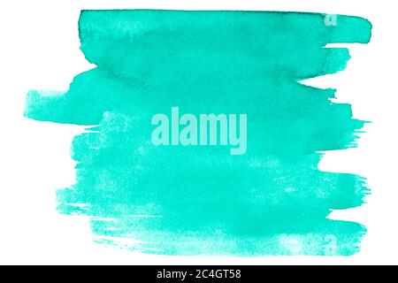 Azure sea watercolor, background with clear borders and natural splashes. Watercolor brush stains. With copy space for text. Stock Photo