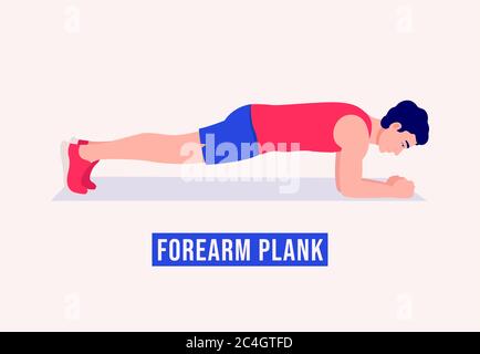 Men doing Forearm PLank exercise Men workout fitness aerobic and