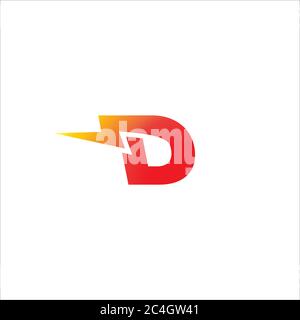 Letter D Initial Logo Design Template Isolated On White Background. Alphabet with thunder icon logo concept. Red, Yellow Orange Gradation Color Theme. Stock Vector