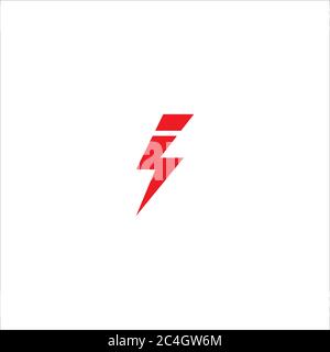Letter i lowercas Initial Logo Design Template Isolated On White Background.  Alphabet thunderbolt icon logo concept. Red Color Theme. Stock Vector