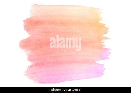Multicolored watercolor stains in pastel colors with natural stains on a paper basis. Isolated hand-drawn frame for design. Abstract unique background Stock Photo