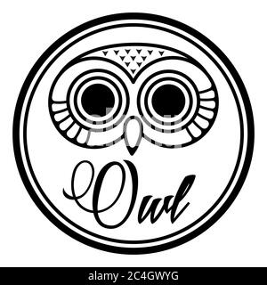 Round design with cute owl head Stock Vector