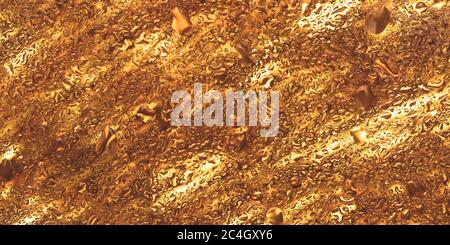 Sparkly golden background, gold shiny texture, water drops on the glass surface. Glowing yellow wallpaper Stock Photo