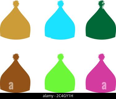 Knitted Color Hat Winter Set Fashion Accessory. Vector illustration of sport ski snowboarding cap Stock Vector