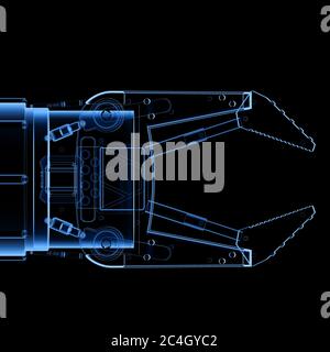 3d rendering x-ray robotic arm isolated on black background Stock Photo