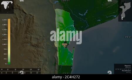 Maputo, province of Mozambique. Colored shader data with lakes and ...