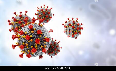 Group of viruses on background. 3D illustration. Stock Photo