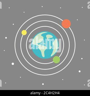 Earth planet icon in flat style. 3D world map vector illustration on ...