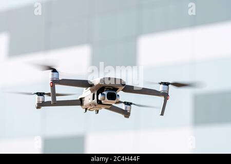 Drone quad copter with onboard high resolution digital camera flying ...