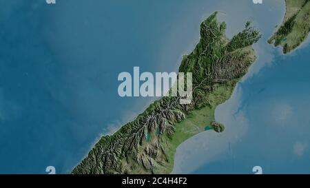Shape of West Coast, regional council of New Zealand, with its capital