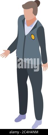 Woman electric train driver icon, isometric style Stock Vector
