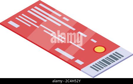 Electric train ticket icon, isometric style Stock Vector