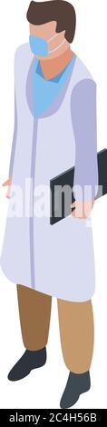 Doctor prevention coronavirus icon, isometric style Stock Vector