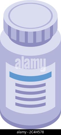 Capsule plastic jar icon, isometric style Stock Vector