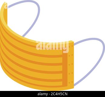 Yellow medical mask icon, isometric style Stock Vector