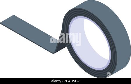 Black scotch tape tape icon, isometric style Stock Vector