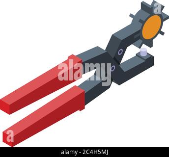 Hand hole puncher icon, isometric style Stock Vector