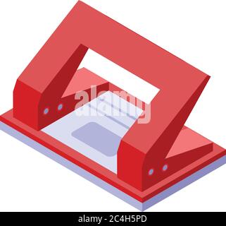 Red hole puncher icon, isometric style Stock Vector