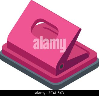 Hole puncher equipment icon, isometric style Stock Vector