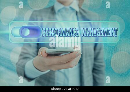 Text sign showing Performance Management. Business photo showcasing ongoing process of communication that occurs all year Stock Photo