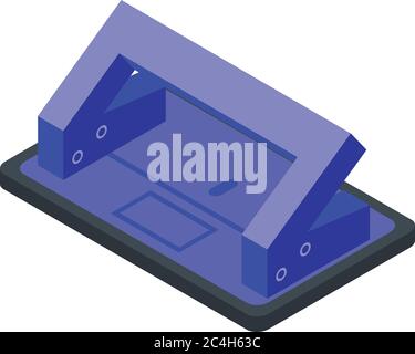 Paper hole puncher icon, isometric style Stock Vector