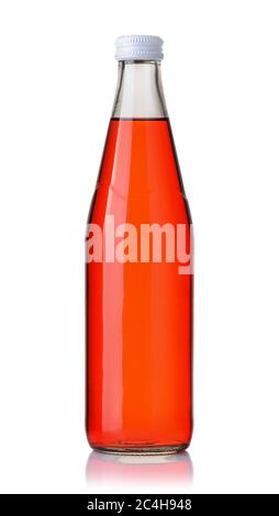 Bottle of carbonated strawberry soft drink isolated on a white Stock Photo