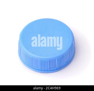 Blank blue plastic bottle cap on white Stock Photo