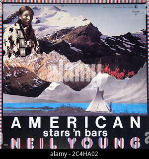 Neil Young   American Star 'n Bars with Linda Ronstadt, Emmylou Harris 12'' Vinyl Lp - Vintage Record Cover 02 Stock Photo