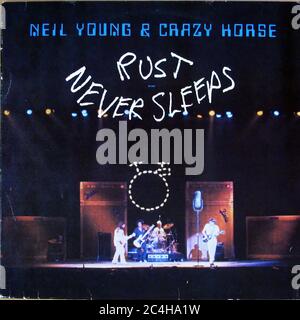 Neil Young Rust Never Sleeps 12'' Lp Vinyl - Vintage Record Cover Stock Photo