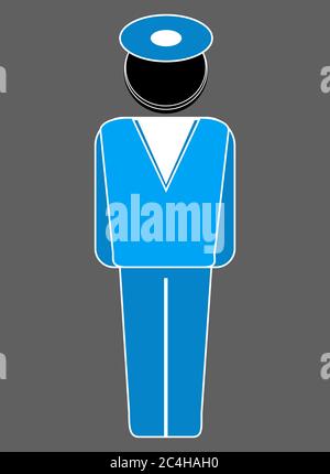 Icon blue sailor man with a hat Stock Vector