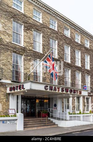 The Georgian-fronted Chatsworth Hotel is a Grade II listed building.  It is the oldest and largest hotel in Worthing, West Sussex, England, UK. Stock Photo