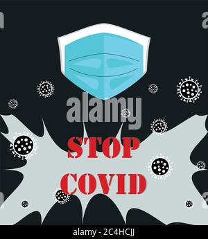 Poster showing a protective mask against viruses Stock Vector