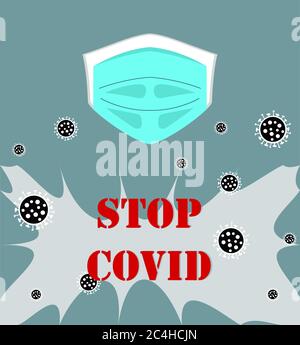 Poster showing a protective mask against viruses Stock Vector