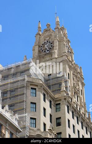 Telefonica building 28 Gran Via Madrid Spain now a museum Espacio Fundacion Telefonica Stock Photo