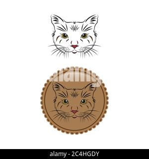 Vector of a cat face design on white background, Pet. Animals. Easy editable layered vector illustration.EPS 10 Stock Vector