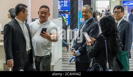 TUn Dr, Mahathir Mohamad, ex Prime Minister of Malaysia at Narita International Airport, Tokyo, Japan Stock Photo