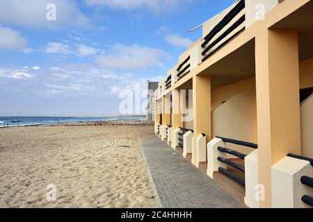 CAPE CROSS, NAMIBIA - JAN 31, 2016: Cape Cross Lodge on the atlantic ocean coast, the most popular place to stay and relax during shark fishing and fu Stock Photo