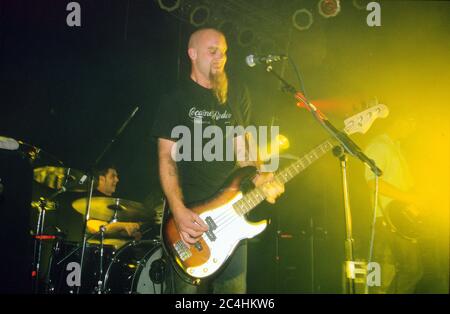 Nick Oliveri in Queens of the Stoneage performing at The Garage 28/08/2000, London, England, United Kingdom. Stock Photo