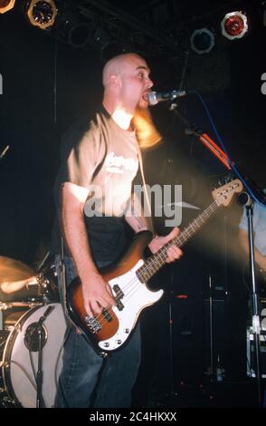 Nick Oliveri in Queens of the Stoneage performing at The Garage 28/08/2000, London, England, United Kingdom. Stock Photo